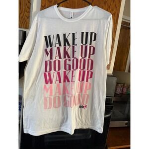NEXT LEVEL APPAREL White Wake Up Make Up Do Good Graphic T Shirt Women's‎ Large